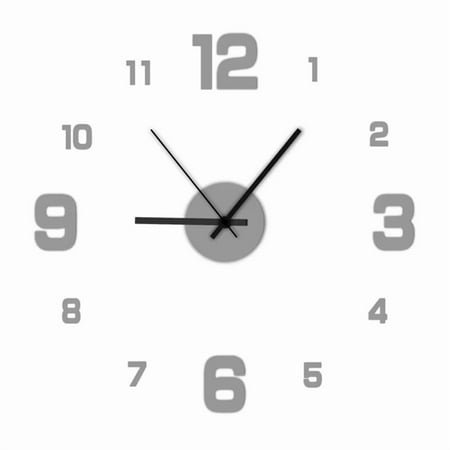 Modern Frameless DIY Wall Clock Large 3D Numbers Watch for Home Office Decorations Decoration Art Silver