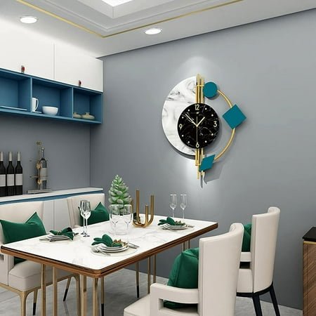 Modern Large Wall Clocks for Living Room, Modern Silent Wall Clocks Operated Non-Ticking, Quartz Clock Metal Glass Decoration for Living Room, Kitchen, Dining Room, Bedroom