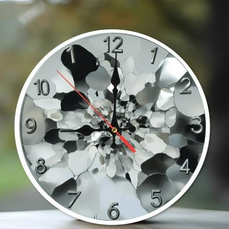 Modern Stylish Wall Clock with Shattered Mirror Design 10-Inch Silent Wooden Wall Clock, Battery Operated (AA Batteries Not Included), Artistic Home Decor