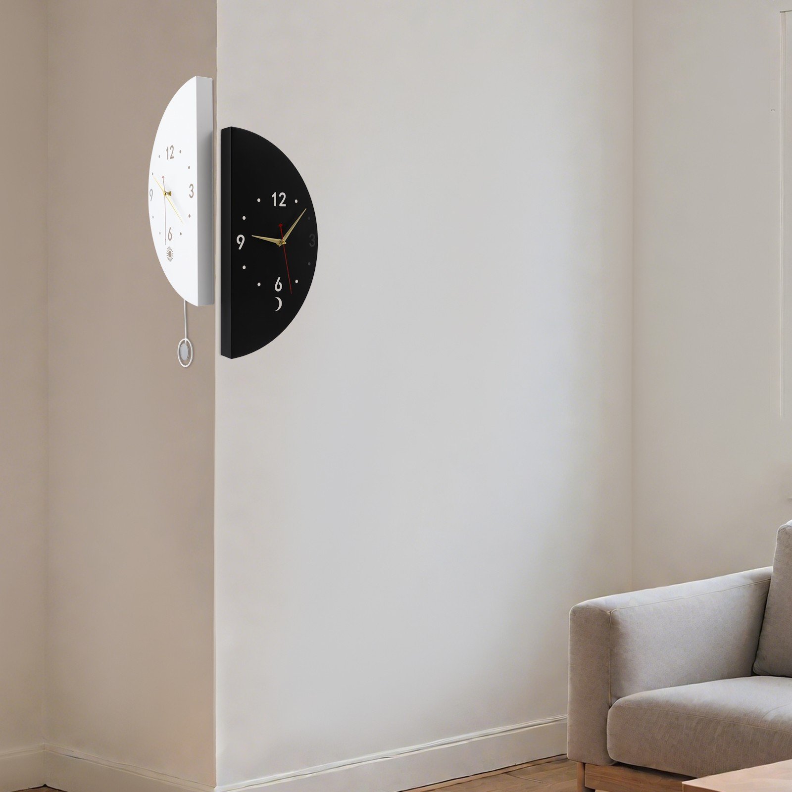 Modern Wall Clock Decoration, Double-sided Corner Wall Clock, Battery Powered