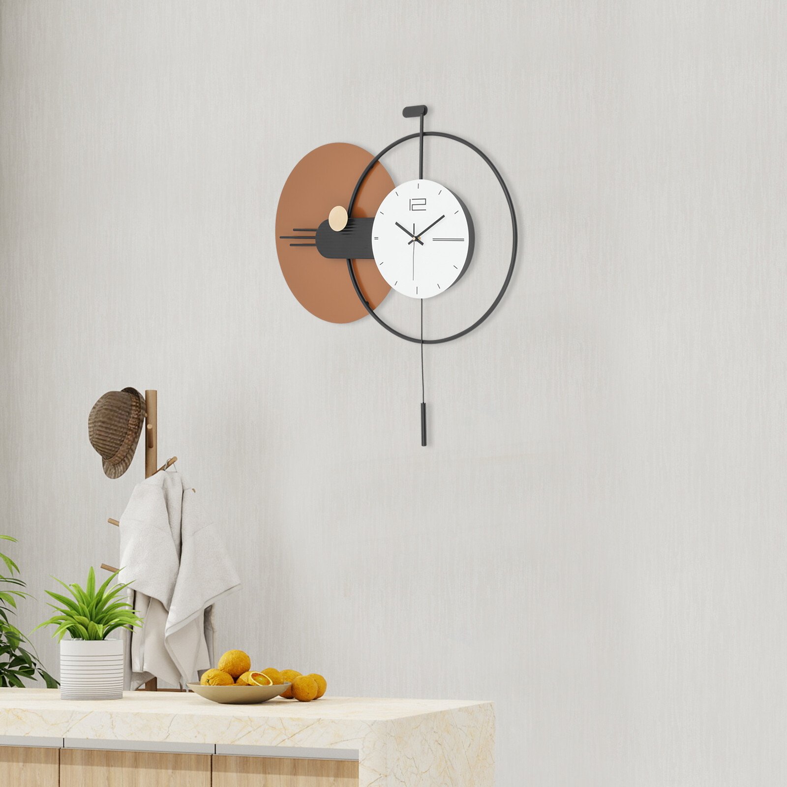 Modern Wall Clock, Wall Clock with Pendulum, Large Modern Wall Clock