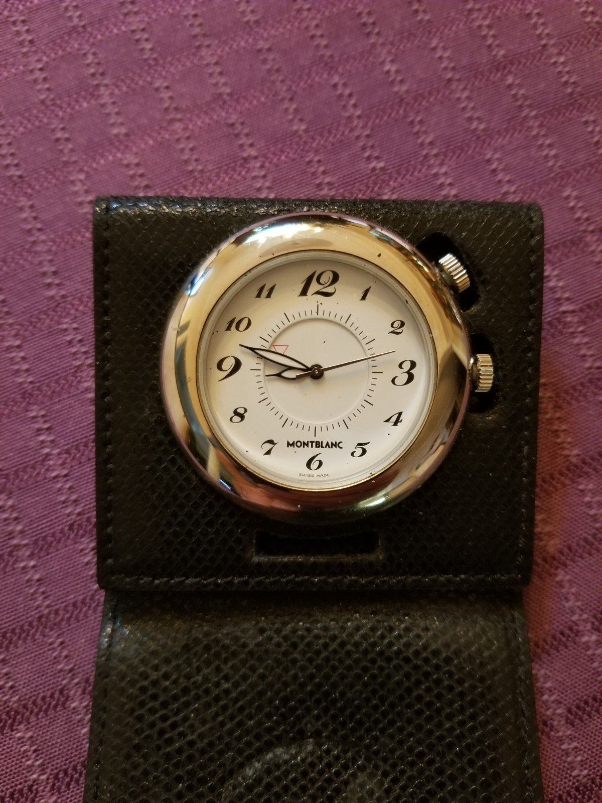 Montblanc BEAUTIFUL MINI TRAVEL ALARM CLOCK W/NEW BATTERY, FREE SHIPPING!