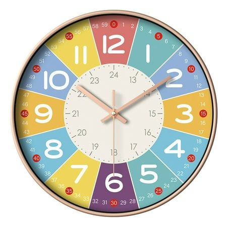 Mosey 12-Inch Round Wall Clock Cartoon Dinosaur Astronaut Planet Non Ticking Silent Battery Operated Living Room Bedroom Indoor Digital Analog Clock Home Decoration Kids Gift