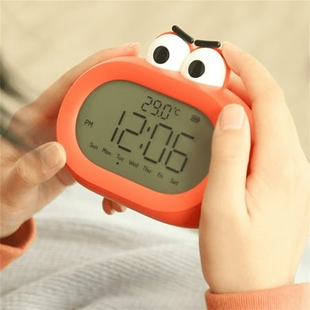 Mrmaere LED Digital Desk Clock with Big Mouth Alarm, Triple Alarm Setting and Sleep Function - Large Display Easy-Read Clock for Home and Office Red