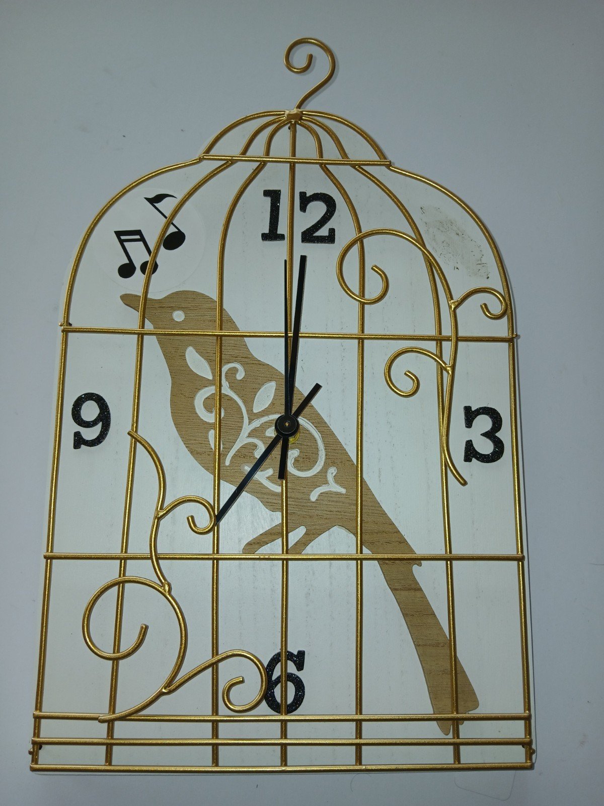 Musical Songbird Bird Cage Wood Metal Hanging Wall Clock Parrot Parakeet Dove