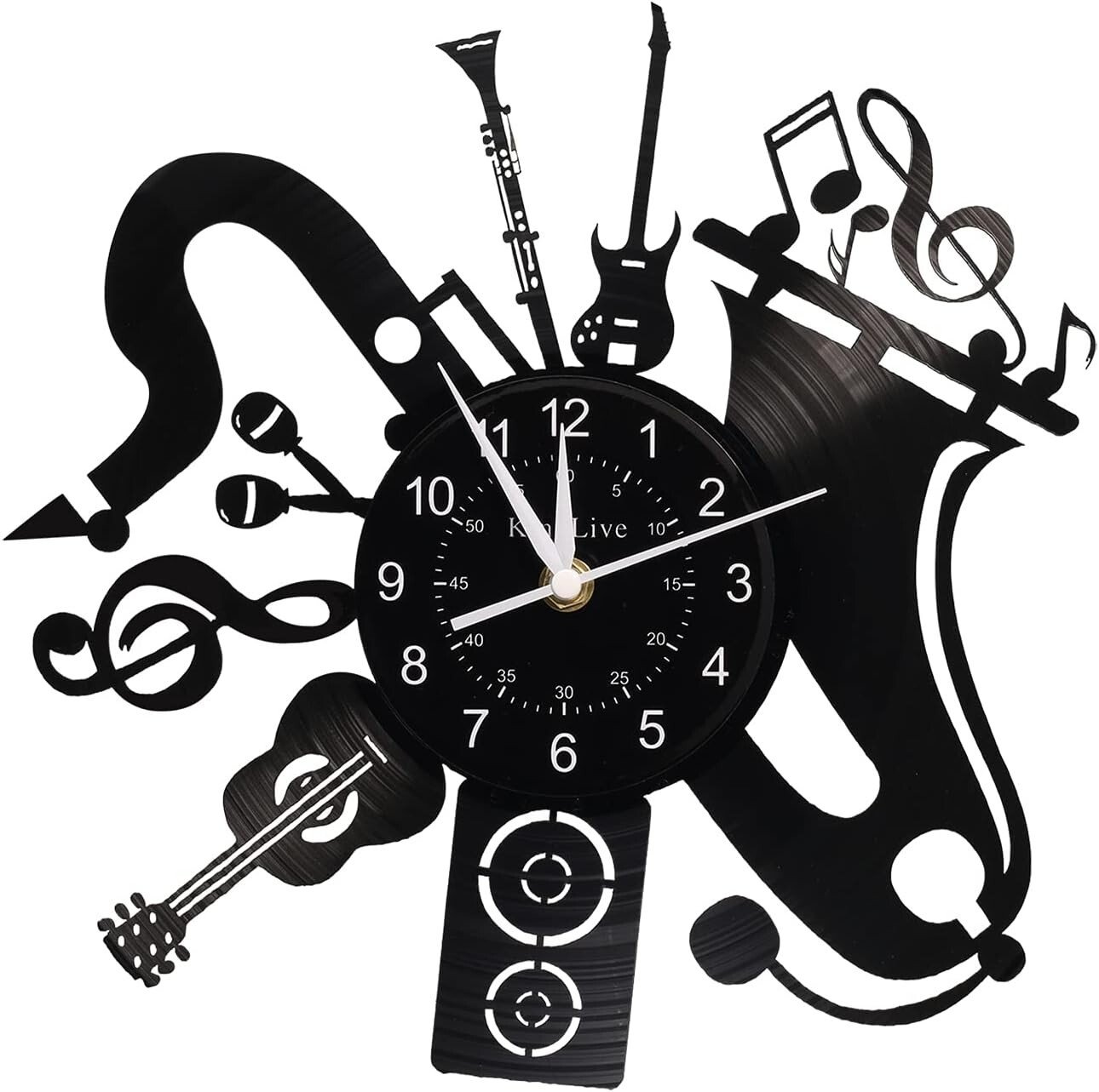 Music Wall Clock Home Decor Music Instrument Vinyl Record Clocks Gift for Men