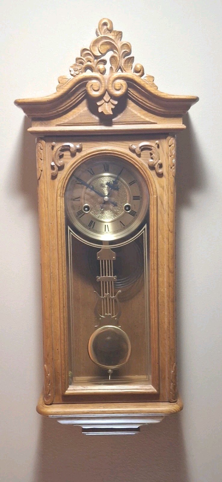 mVintage D&A Wind Up Movement Oak Pendulum Wall Clock