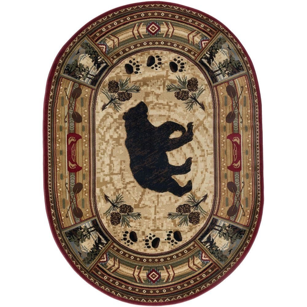 Nature Lodge Brown 3 ft. x 4ft. Oval Indoor Area Rug