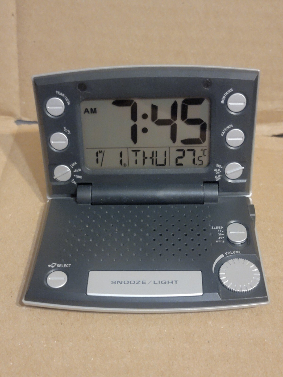 Nature Sounds Travel Alarm Clock 6 Soothing Sounds Indoor Thermometer Calendar +