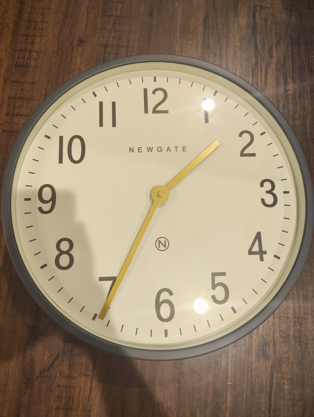 Newgate Mr Edwards Satin Brass Gold Metal Round Battery Wall Clock 17.5"