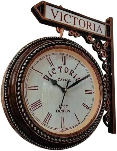 New London 1747 Victoria Station Hanging Wall Clock Double Sided Face Home Decor