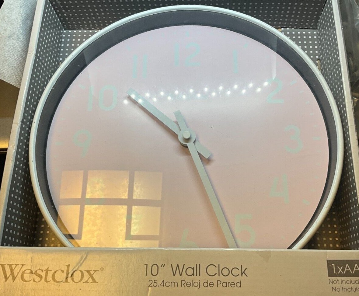 New old stock Westclox 10 inch wall clock, model 32954PK, original unopened box