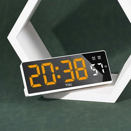 Newxiaaa Learning Clock For Kids, Portable Modern Mirror Desk Wall Clock Small Classic Wall Clock Portable Small Alarm Clock, For Bedroom Home (Orange)
