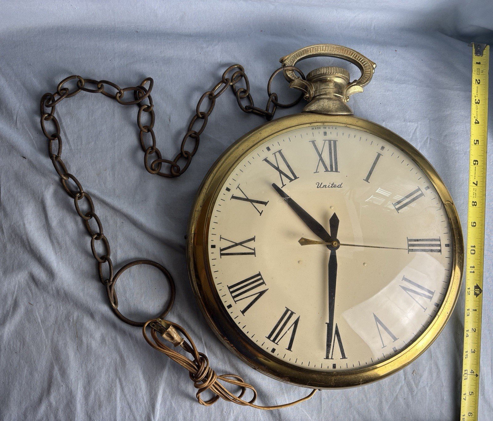Nice Vintage MCM United Pocket Watch Wall Clock Model 40 Working Made USA
