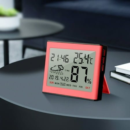 Nkmbld Alarm Clocks for Bedrooms Multifunctional Electronic Clock with LCD Large Screen Weather Pattern Temperature and Humidity Meter