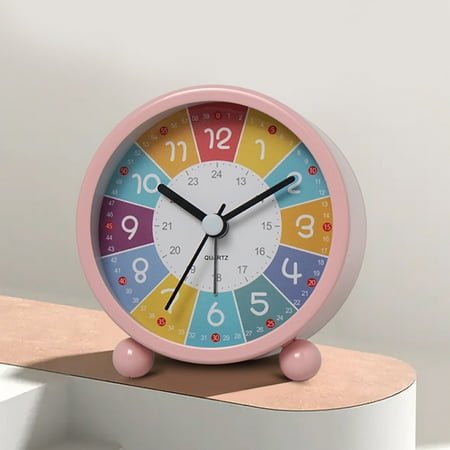 Nkmbld Digital Clock Children's Alarm Clock, Analogue Alarm Clock, No Ticking, Learning Alarm Clock, Children's Quartz Alarm Clock