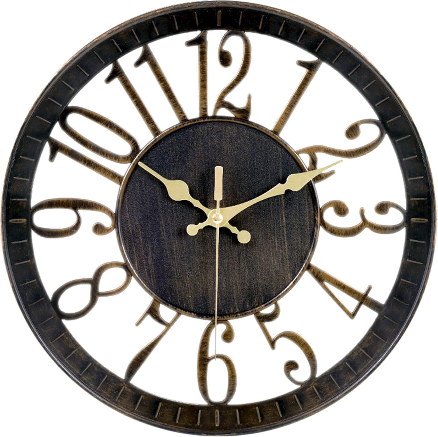 Non-Ticking Silent Wall Clocks 12 Inch Battery Operated Quartz Vintage Decor Clo