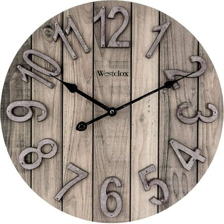 NYL Holdings Wall Clock Large Wooden Vintage Clock with Numerals - Battery Operated Clock for Living Room, Bedroom, Kitchen - Home Gift for Housewarming (Full Wood)
