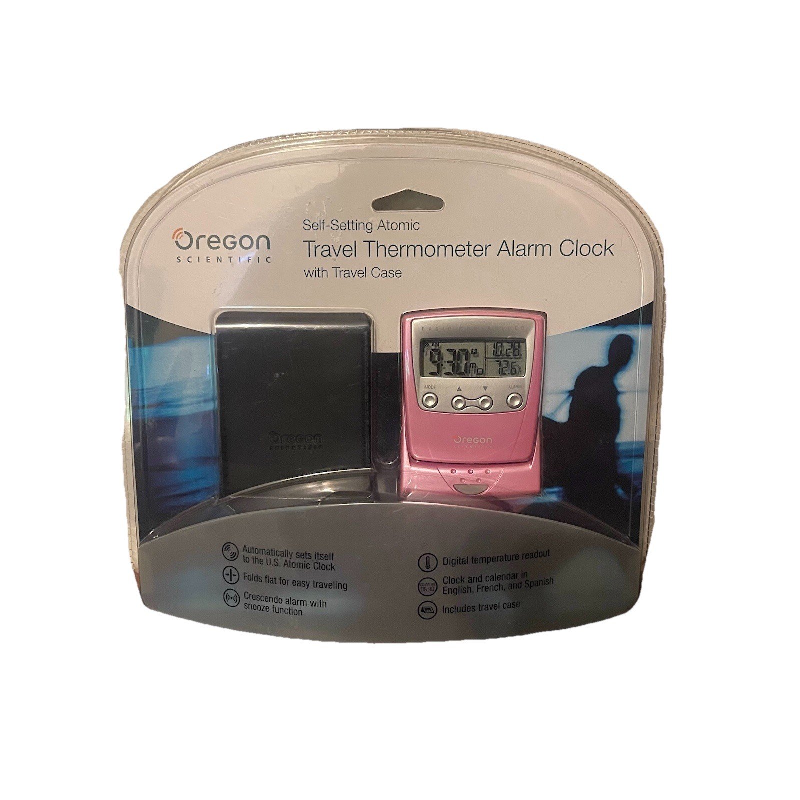Oregon Scientific Self-Setting Atomic Travel Alarm Clock w/ Travel Case NEW