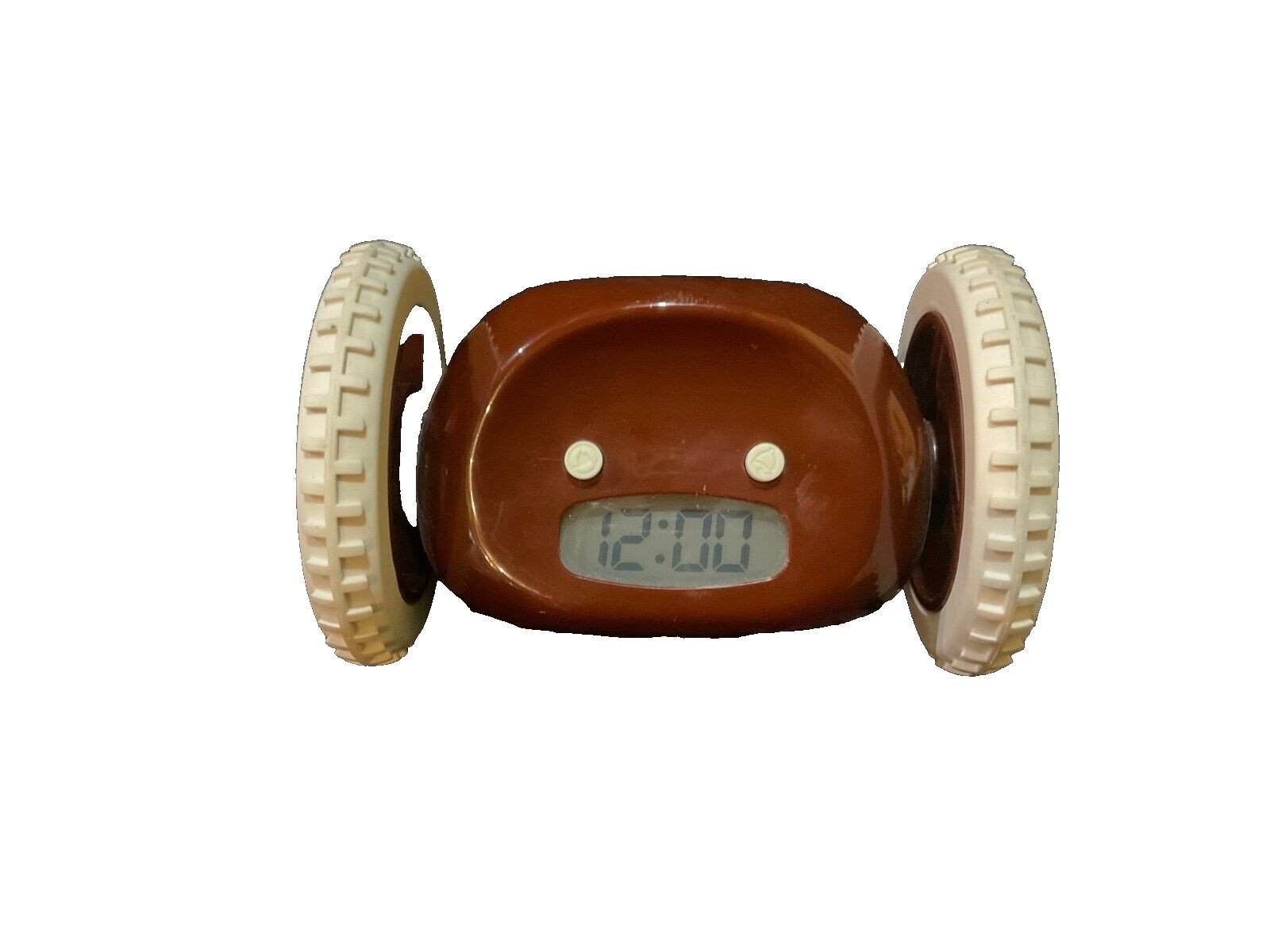 Original Clocky Rolling Alarm Clock on Wheels - Brown Tested & Works