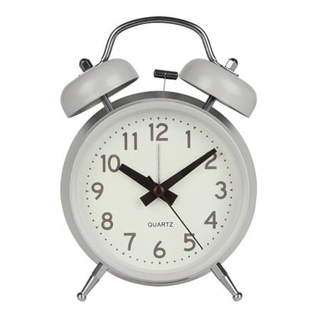 OULII Portable Alarm Clock Metal Simple Round Design Deep Grey 1Pack