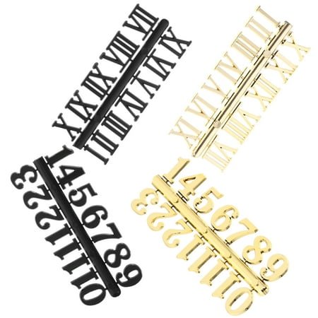 OUNONA DIY Clock Number Plates with Roman and Numerals for Wall Decor Accessories 4 Sets Assorted