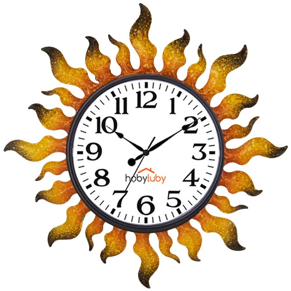 Outdoor Clock Sun Wall Clock Silent Non-Ticking Outdoor Clocks Waterproof for.