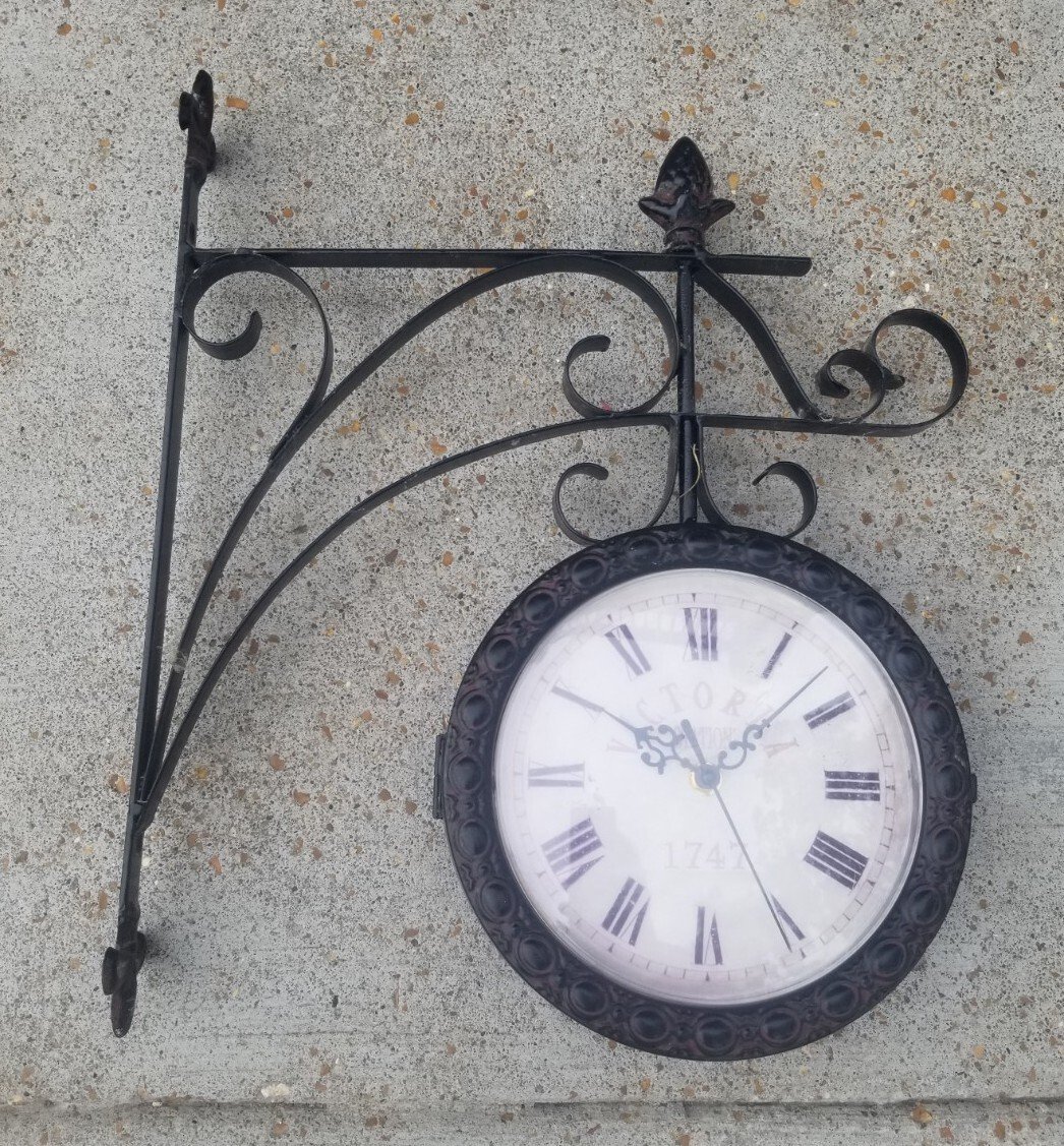 Outdoor Garden Wall Bracket Hanging Clock Double Sided Outside Bracket Retro