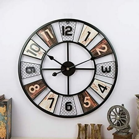 Outdoor Garden Wall Clock, 24 Inch Vintage Large Digital Creative Garden Wall Clock Iron Waterproof Outdoor Clock Round Silent Clock Suitable for Indoor and Outdoor Decoration
