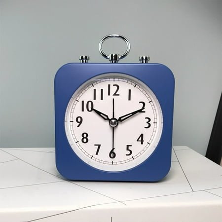 Oxodoi Silent Alarm Clock,Hygrometer Clock,Travel Size Desktop Analog Clock with Temperature Humidity Display Battery‑Powered