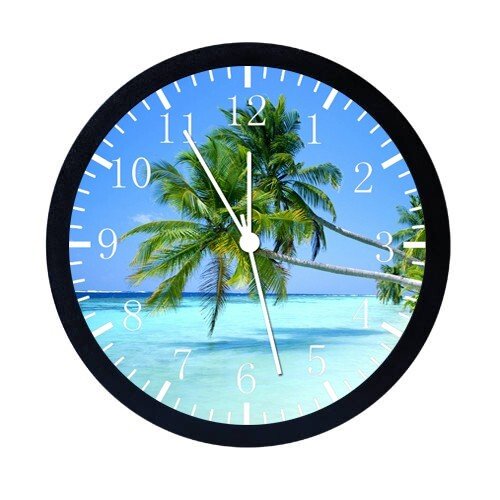 Palm Tree Beach Wall Clock 12" Large Personalized option with adding names E39
