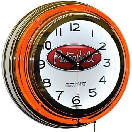 Peterbilt Trucks Class Pay Red Double Neon Advertising Clock Man Cave Garage Decor