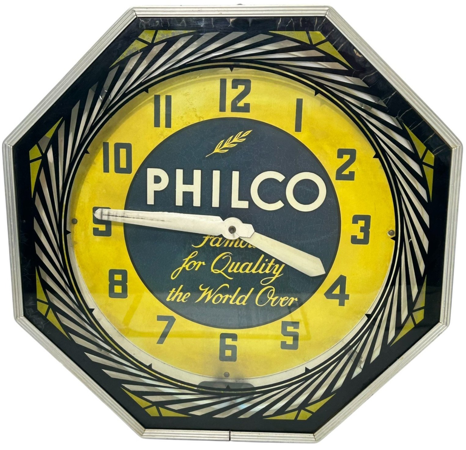 Philco Electronics Neon Spinner Wall Clock Octagon Lima OH Radio Advertising