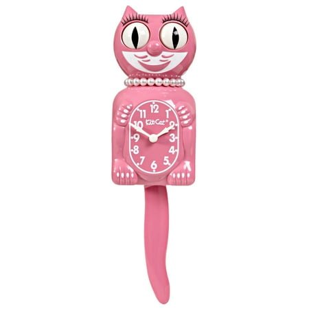Pink Satin Lady Kit Cat Clock 15.5 Full Size Retro Style Kit-Cat Klock Moving Eyes and Tail Made in the USA NEW