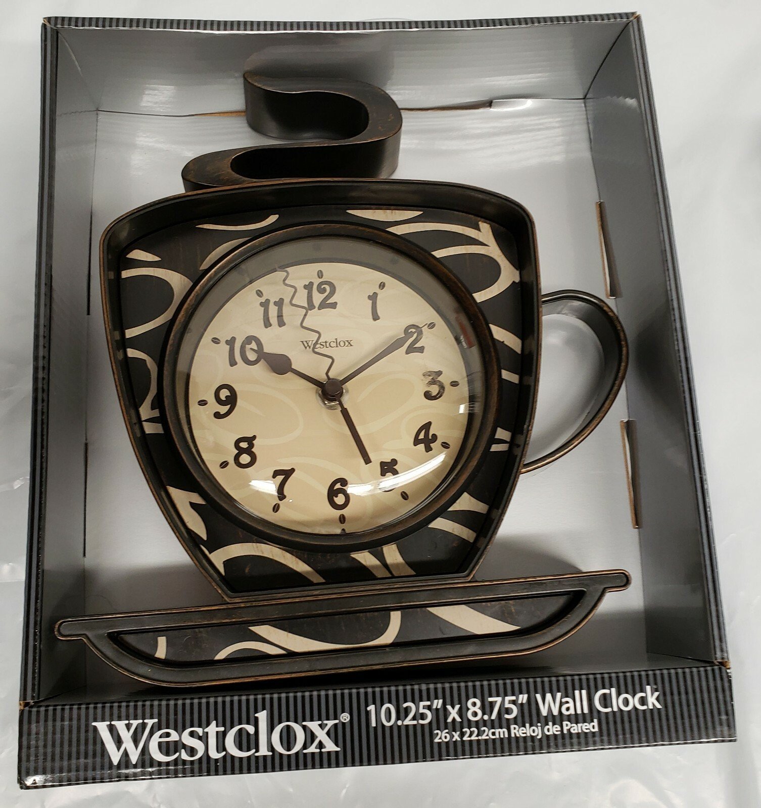 Plastic Kitchen Wall Clock, approx. 10.25" x 8.75", HOT COFFEE CUP by Westclox