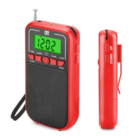 Portable Radios AM FM, Transistor Pocket Radio with Best Reception Digital Tuning, LCD Screen/Flashlight/EarphoneJack, Sleep Timer and Alarm Clock for Jogging