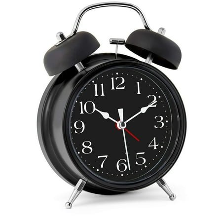 Products Analog Alarm Clock 4 Twin Bell Vintage Red Silent Non-Ticking Quartz Battery Operated Extra Loud with Backlight for Bedside Table Desk, Retro Clocks Old Fashioned for Heavy Sleepers