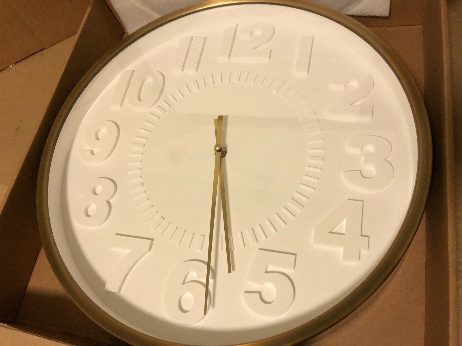 Project 62, Raised Number 16" Wall Clock, UPC 792684973151, Color Brass, NEW