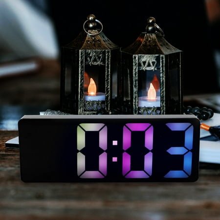 PTOOTP Led Alarm Clocks For Bedrooms Black Plastic 1Pcs