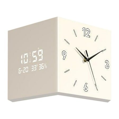QSTDGVPW Corner Clock Double Sided Wall Clock Quiet Decorative Art Modern Square Creative Milk White