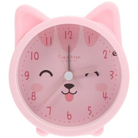 Qumonin Kids Cat Alarm Clock, Non-Ticking Silicone with Backlight - Battery Operated