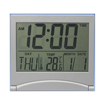Raindrops Foldable Clock Battery Operated Travel Desk Digital Wall Small Silver