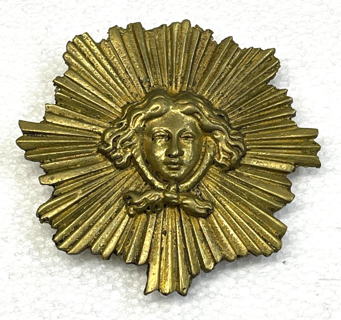 Rare Large Antique French Clock Brass Sunburst Pendulum Bob