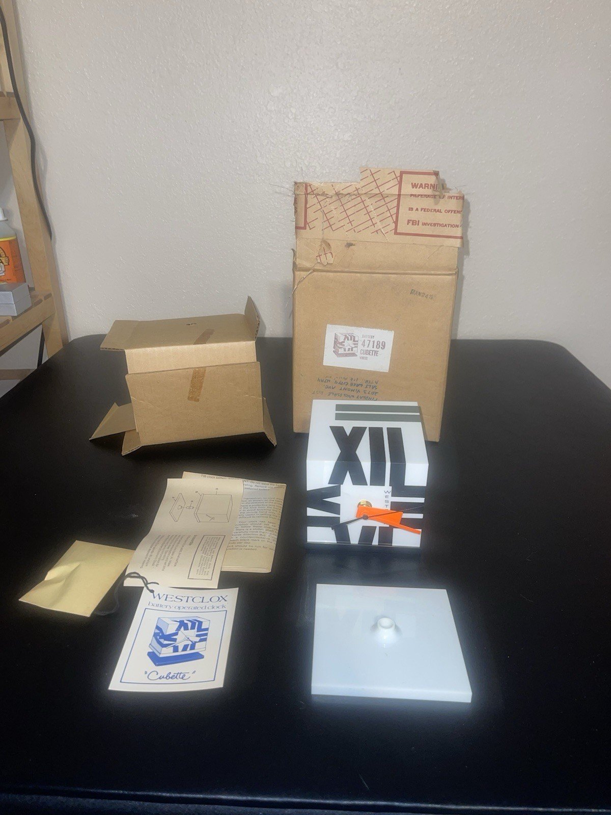 Rare Mcm Westclox Cubette 47198 Battery clock Nos