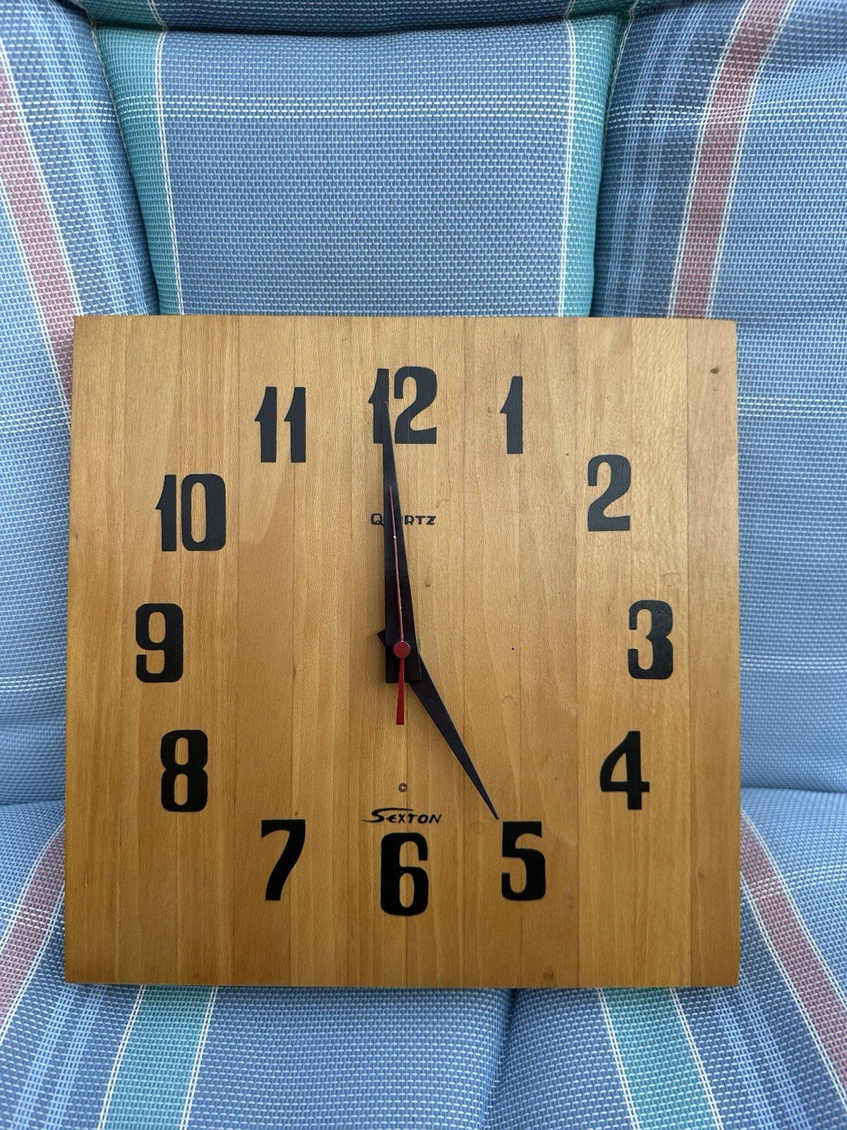 Rare Vintage Sexton Solid Wood Analog Square Retro Quartz Wall Clock 10.5x10.5"
