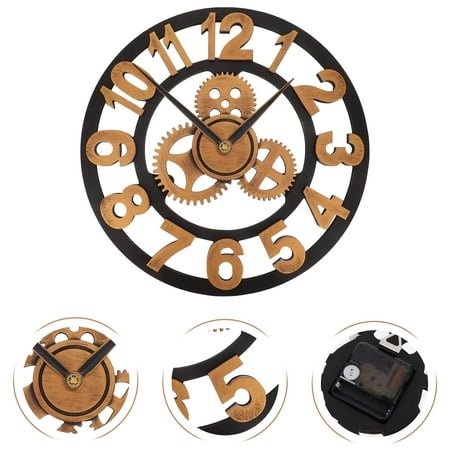 RENACLIPY Accurate Timekeeping Gear Wall Clock Square Iron Moving Gears For Home Decor 1Set