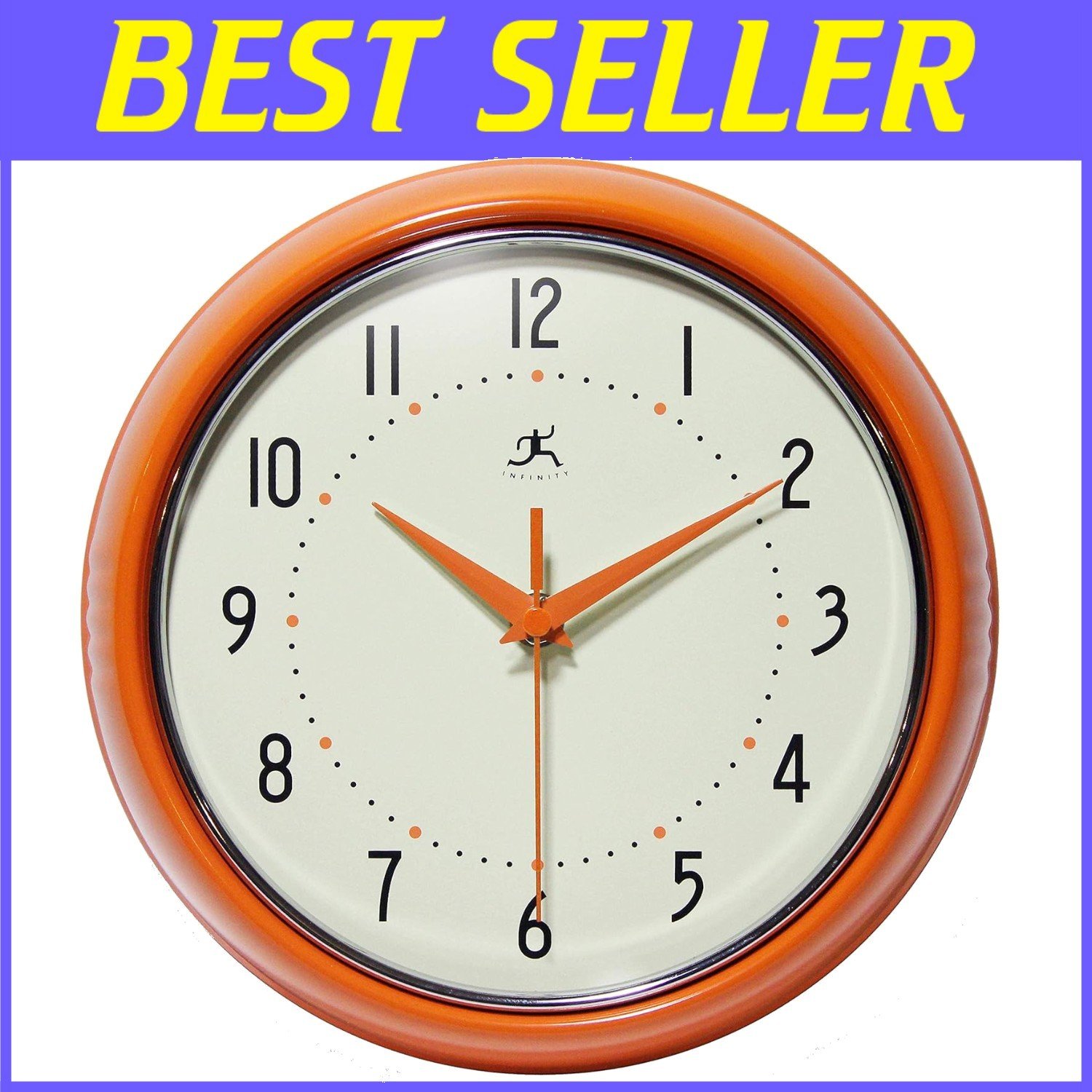 Retro 9.5 Inch Wall Clock with Aluminum Frame - Non-Ticking & Elegant Design
