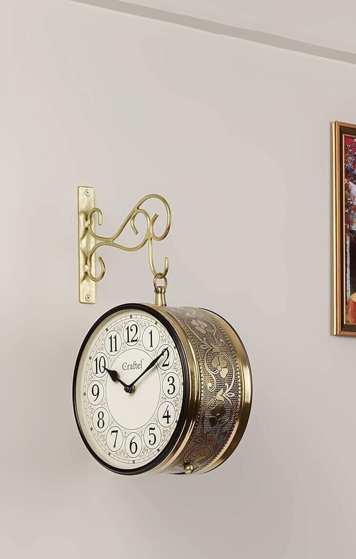 Retro Silent Quartz Double Sided Abs Clock Battery Powered Engraved Present