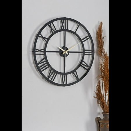 Roman Numeral Metal Black Wall Clock 50x50cm