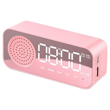 Rvasteizo Alarm Clock For Bedroom/Office, Digital Clock With Bluetooth Speaker, Small Alarm Clock For Heavy Sleepers Adults, Mirror LED Display